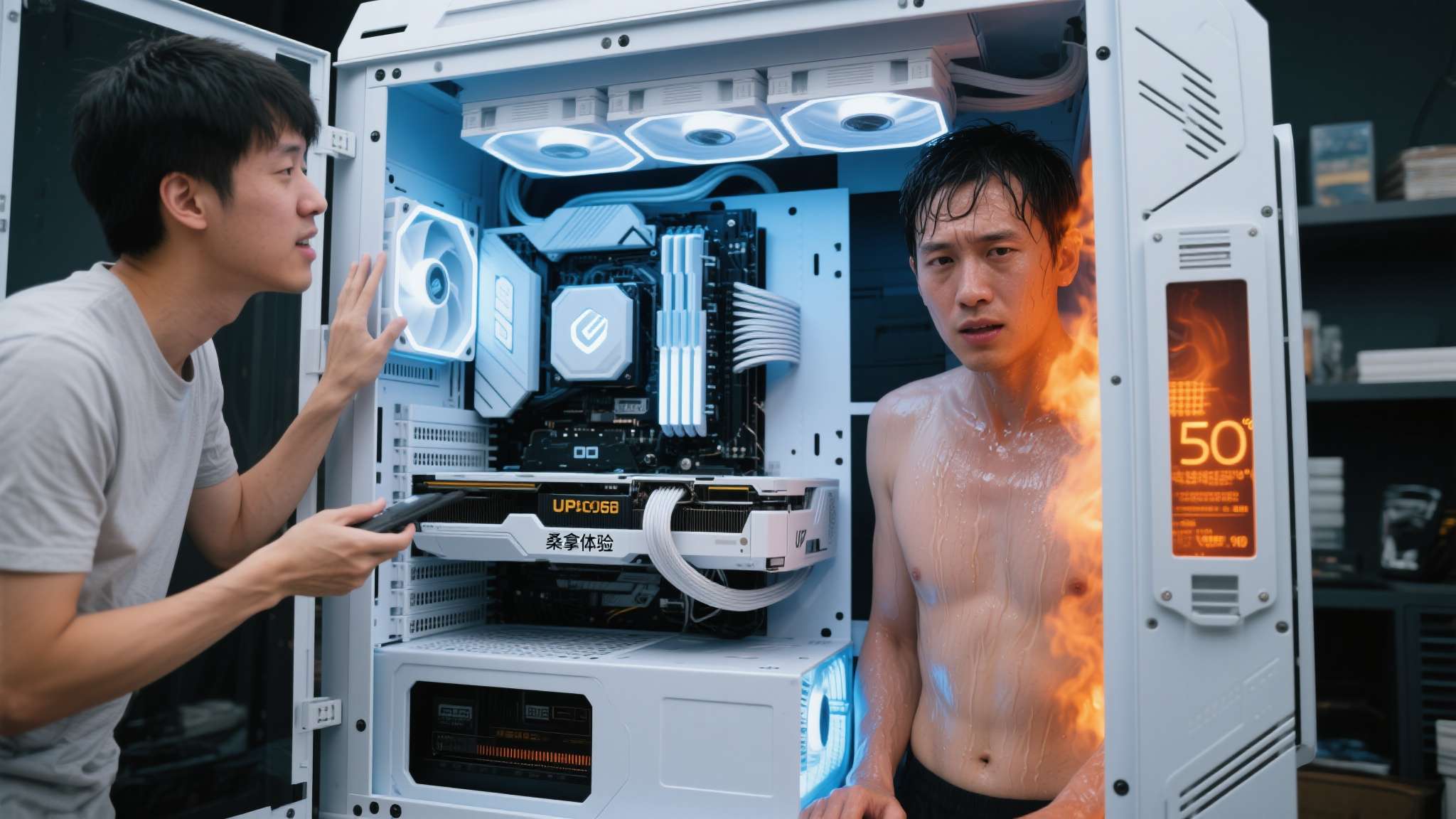 普通PC主机的散热压力已经不小，而这台巨型主机的内部空间完全封闭，高性能硬件满负